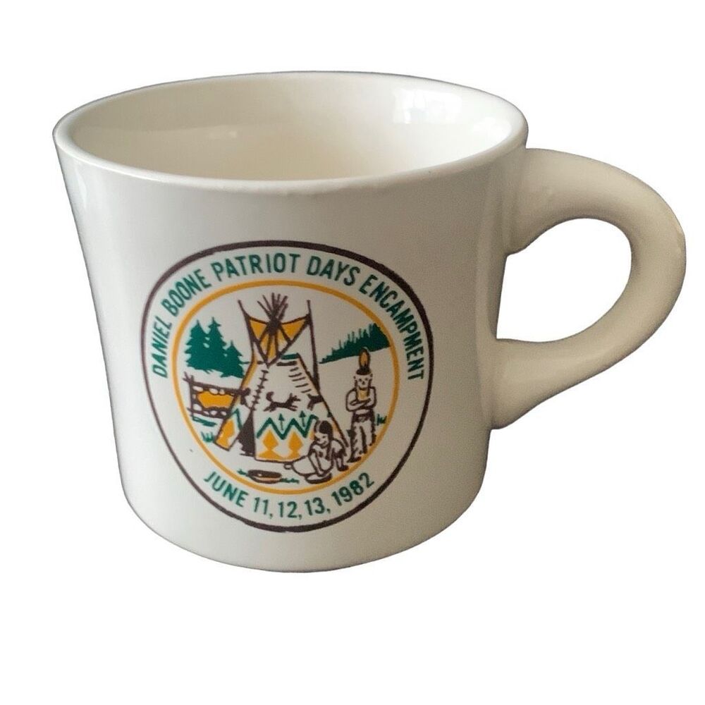 Vintage Boy Scouts Scout Daniel Boone Patriot Days Encampment July 1982 Mug